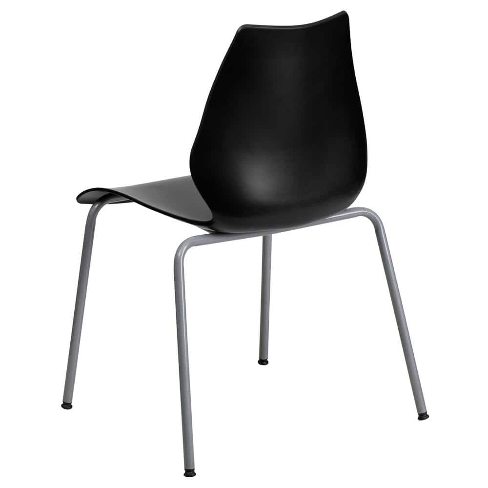 Hercules Series 770 lb. Black Polypropylene Stack Chair with Lumbar Support