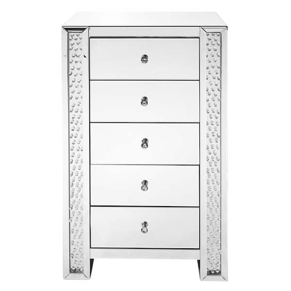 Unbranded Timeless Home 5-Drawer in Clear Mirror Cabinet 47 in. H x 29 in. W x 29 in. D