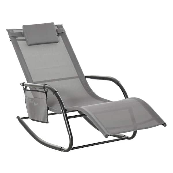 Outsunny Metal Outdoor Rocking Chair, Gray