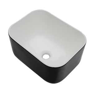 Black Ceramic Rectangular Counter top Vessel Sink Single Bowl for Bathroom