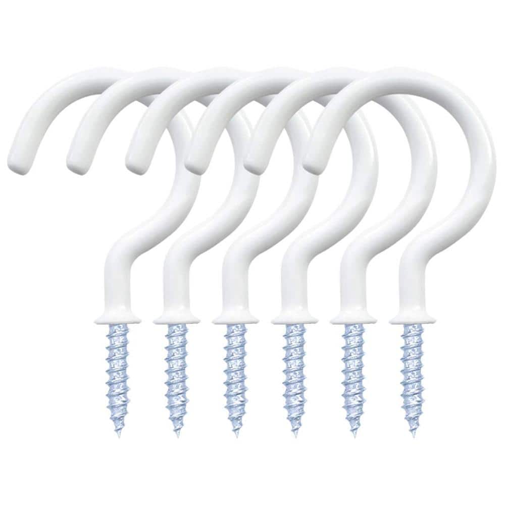 12-Pack White Vinyl Coated Screw-In Cup Hooks 1-1/4 in for Indoor Outdoor Mugs Plants Lights Towels 20 lb Capacity price history on PriceWatchPro