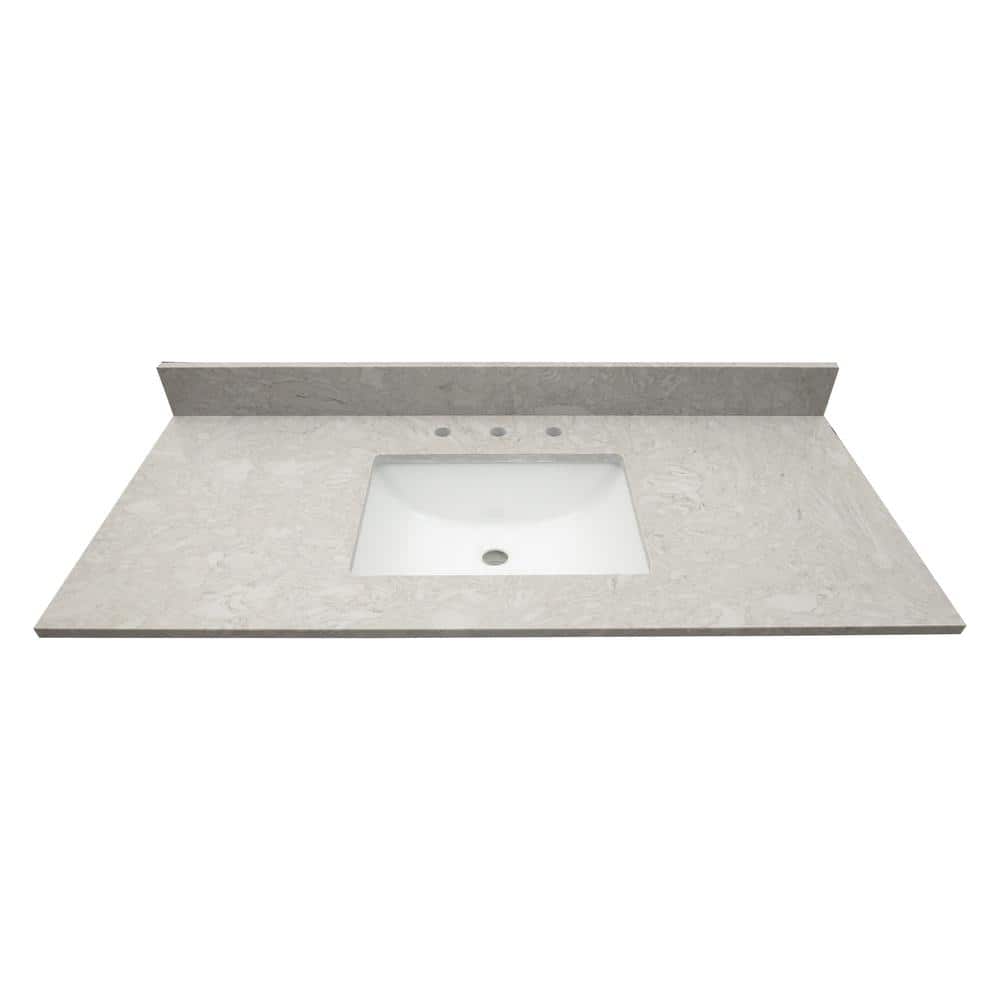 Drifting Fog 15.13 in. W x 20.38 in. D Engineered Marble Vanity Top in . Wh