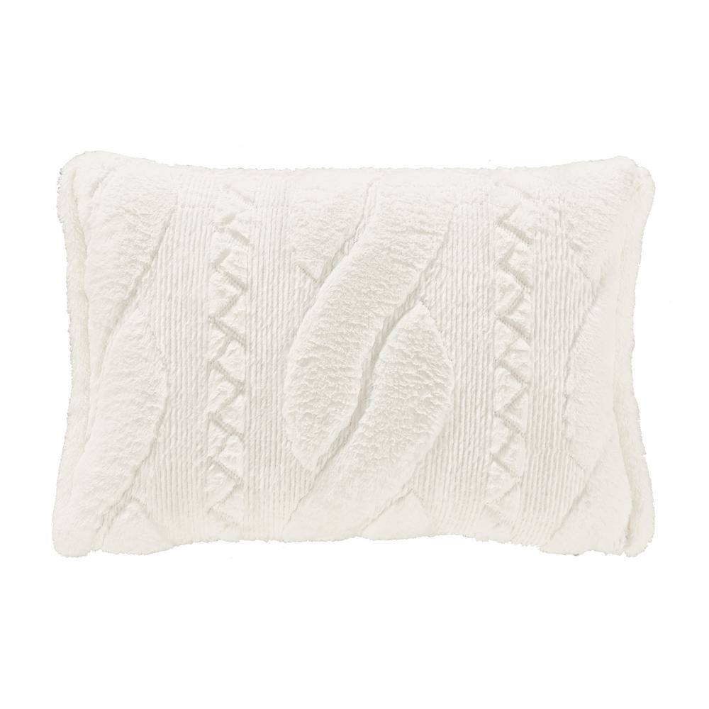Caress Polyester Winter White Quilted Boudoir Decorative Throw Pillow 15 X2