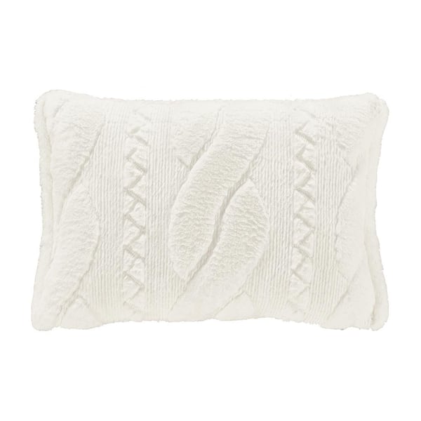 Unbranded Caress Polyester Winter White Quilted Boudoir Decorative Throw Pillow 15 X2 0 in.