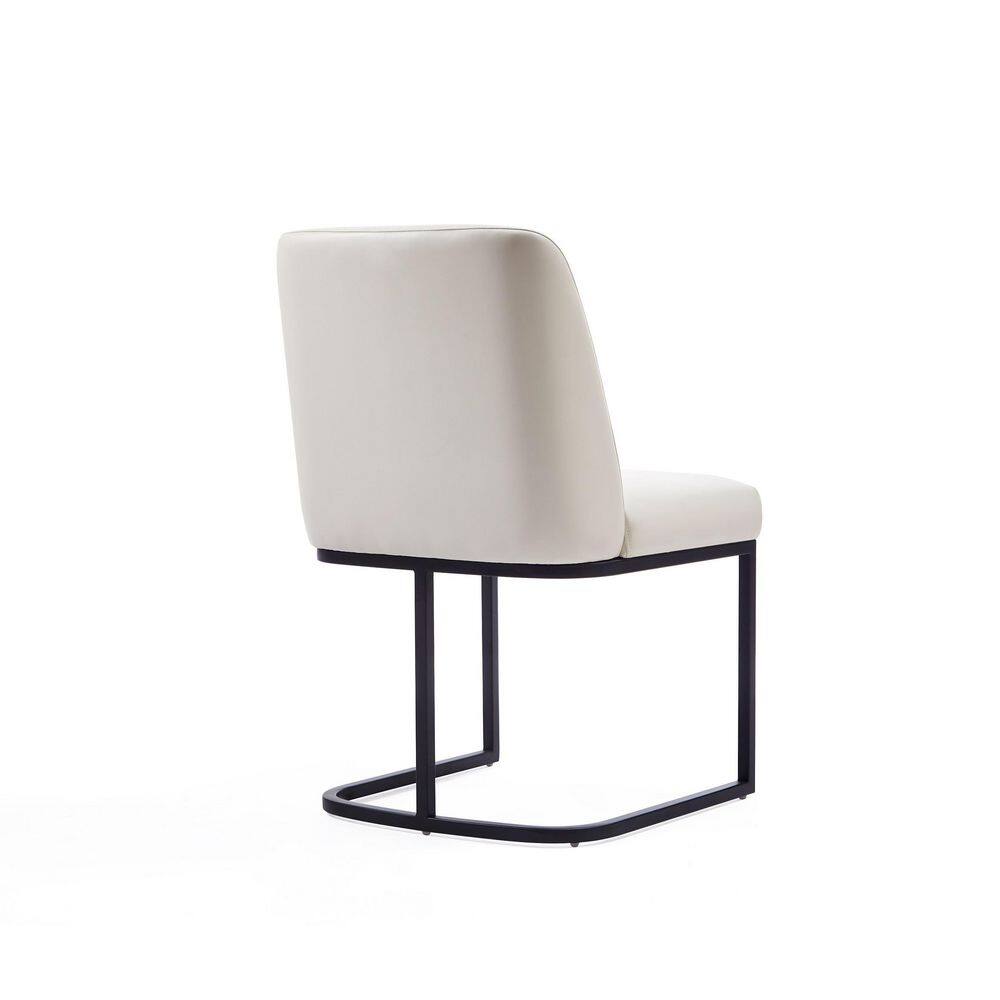 Serena Cream Faux Leather Dining Chair with Metal Base
