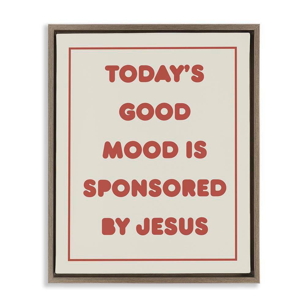 Good Mood by Jesus by Daphne Polselli Brown Floater Frame Religious Graphic Art Print 31 in. x 25 in. price history on PriceWatchPro