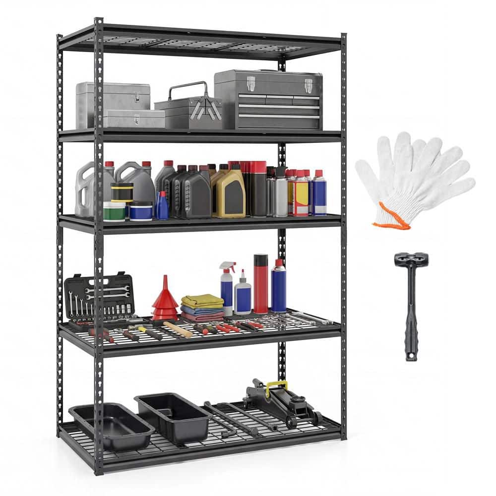 1 PCS 5-Tier Heavy-Duty Garage Storage Shelving Unit with Adjustable Wire Racks, 2000 lbs Capacity in Black price history on PriceWatchPro