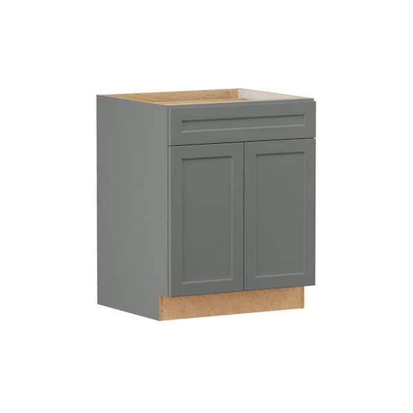Designer Series Melvern 27 in. W x 24 in. D x 34.5 in. H Assembled Shaker Base Kitchen Cabinet in Storm Gray