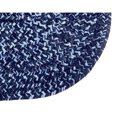 Chenille Tweed Braid Collection Stain Resistant Reversible Navy and Smoke Blue 6 ft. x 6 ft. Octagon Polyester Area Rug