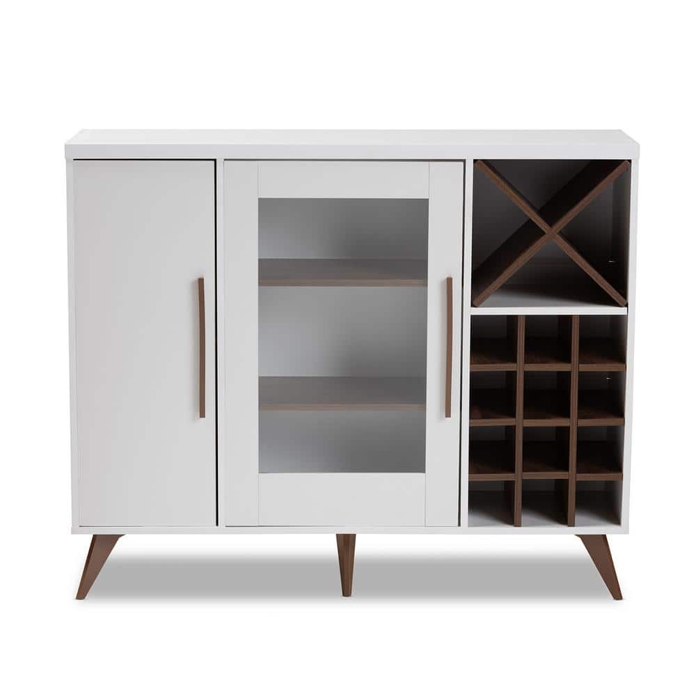 Pietro 24-Bottle White and Walnut Brown Wine Cabinet
