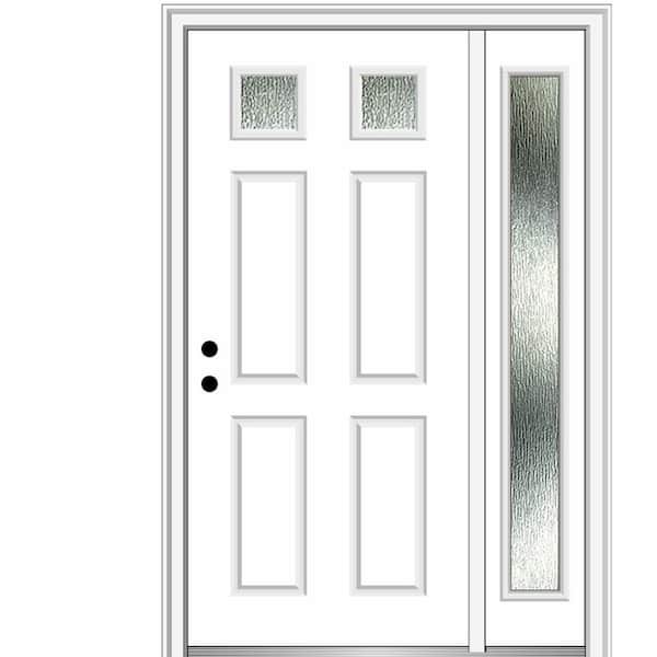 MMI Door 48 in. x 80 in. Right-Hand Inswing Rain Glass Primed Fiberglass Prehung Front Door on 4-9/16 in. Frame