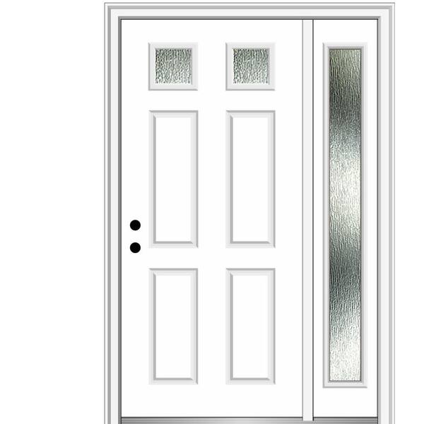 MMI Door 48 in. x 80 in. Right-Hand Inswing Rain Glass Primed Fiberglass Prehung Front Door on 6-9/16 in. Frame