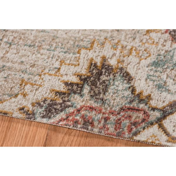Eternal 8 x 10 Beige/Sand Medallion Pattern Area Rug for High Traffic Living Room Dining Room Bedroom