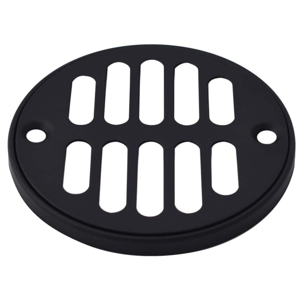 Matte Black Square Brass Shower Drain Cover with Round Strainer Grid
