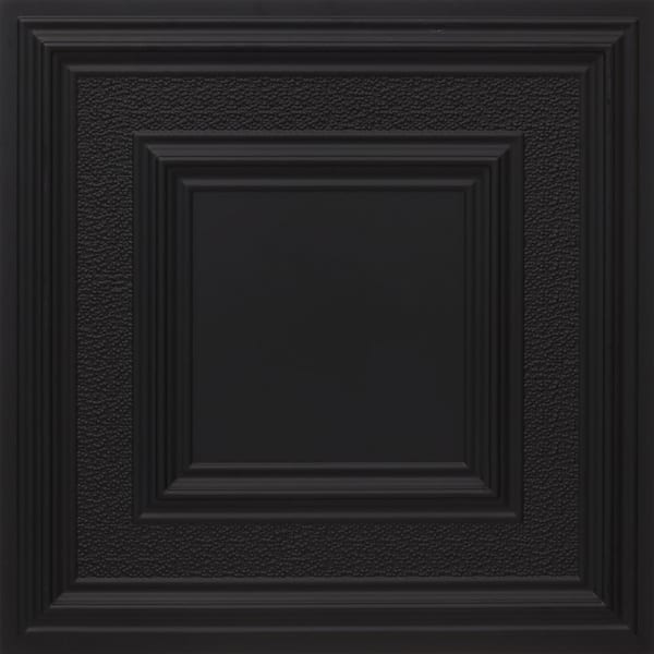 FROM PLAIN TO BEAUTIFUL IN HOURS Savannah Black 2 ft. x 2 ft. PVC Glue-up or Lay-in Ceiling Tile (100 sq. ft./Case)