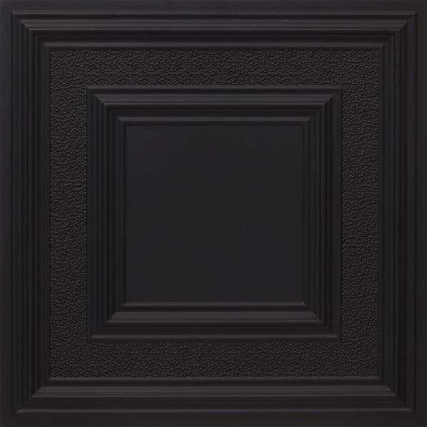 FROM PLAIN TO BEAUTIFUL IN HOURS Savannah Black 2 ft. x 2 ft. PVC Glue-up or Lay-in Faux Tin Ceiling Tile (200 sq. ft./Case)