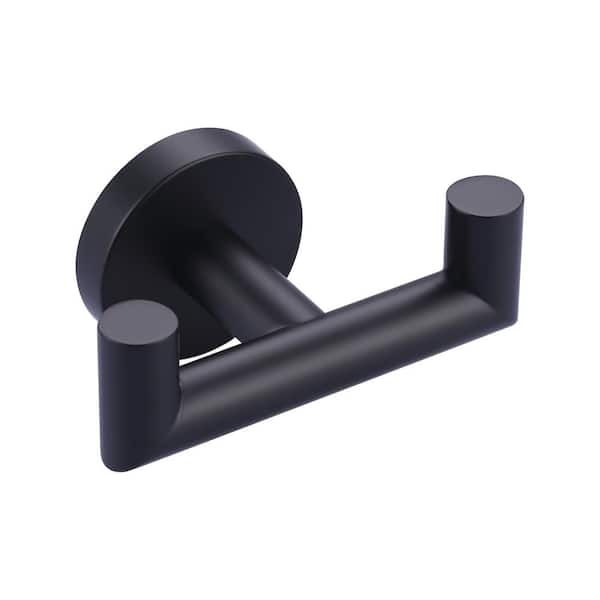 Stainless Steel Wall Mounted J-Hook Double Robe/Towel Hook in Matte Black
