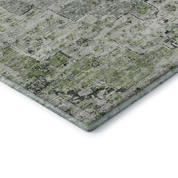 Mayfield Premium Machine Washable Abstract AMF1832 Aloe 5 ft. x 7 ft. 6 in. Area Rug