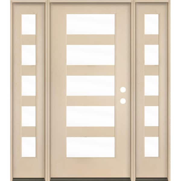 Krosswood Doors ASCEND Modern 64 in. x 80 in. Left-Hand/Inswing 5-Lite Clear Glass Unfinished Fiberglass Prehung Front Door with DSL