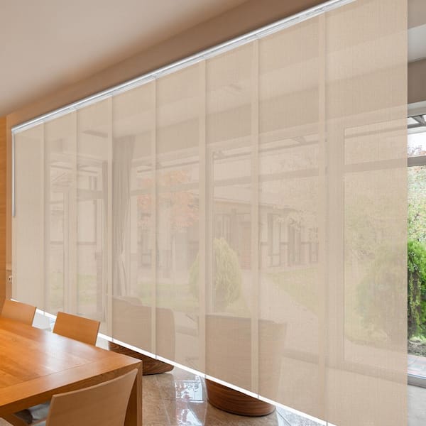 EMOH Sienna Mesh 130 in.- 175 in. W x 94 in. L Adjustable 8-Panel Satin Nickel Double Rail Panel Track with 23.5 in. Slates