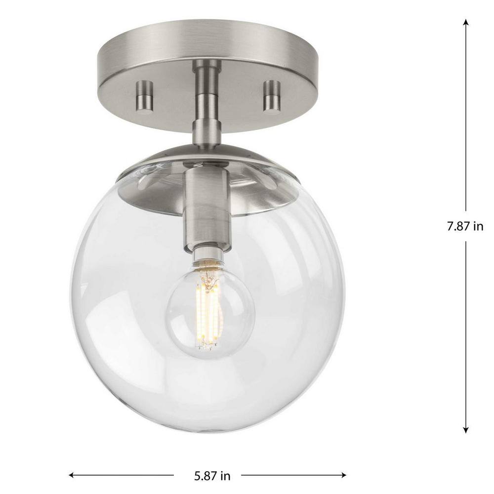 Atwell Brushed Nickel Globe Flush Mount Ceiling Light with Clear Glass