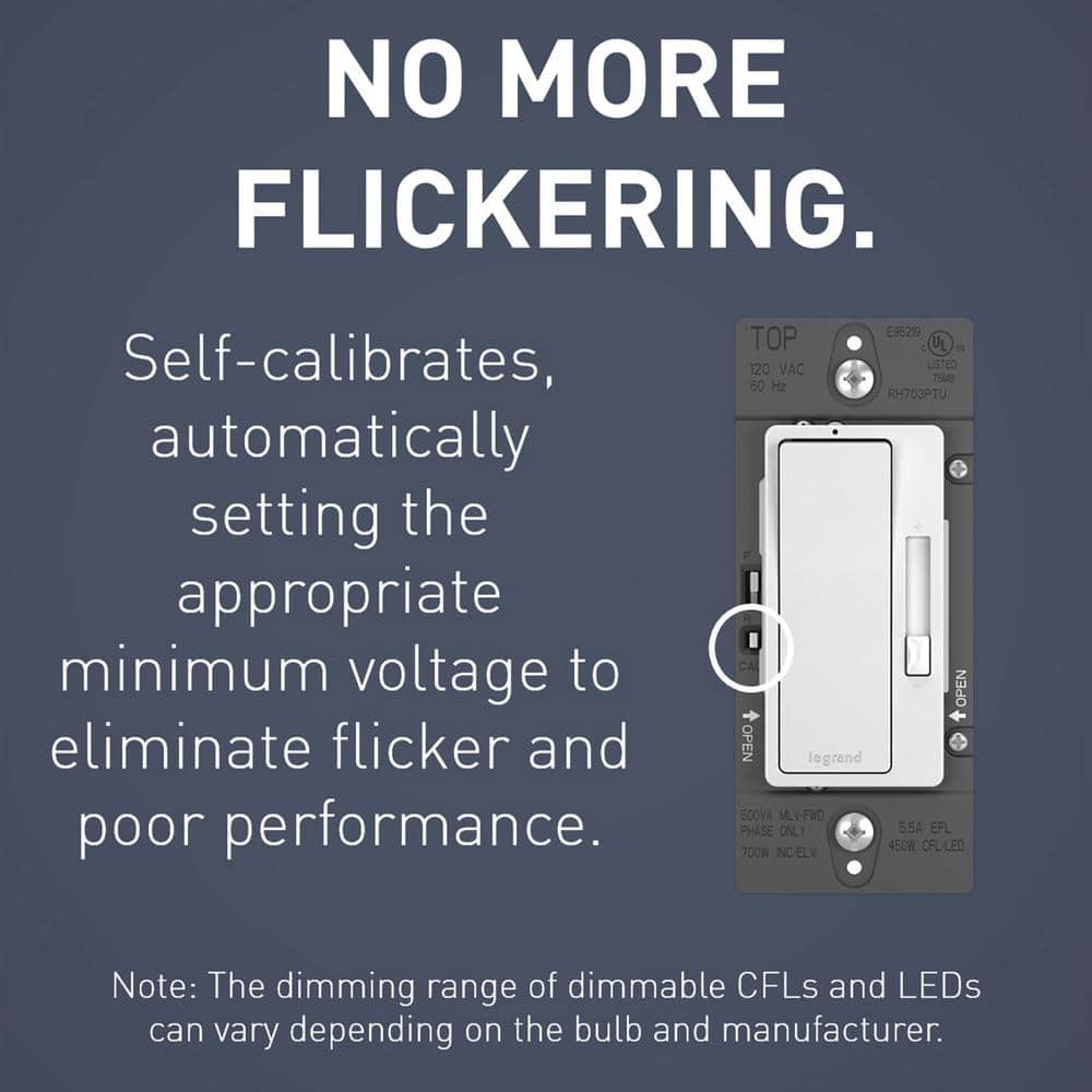 Legrand Multicolored Smart Slide Dimmer Switch with LED Locator