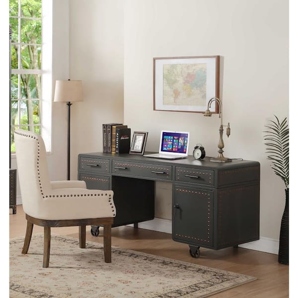 acme furniture actaki sandy gray metal executive desk