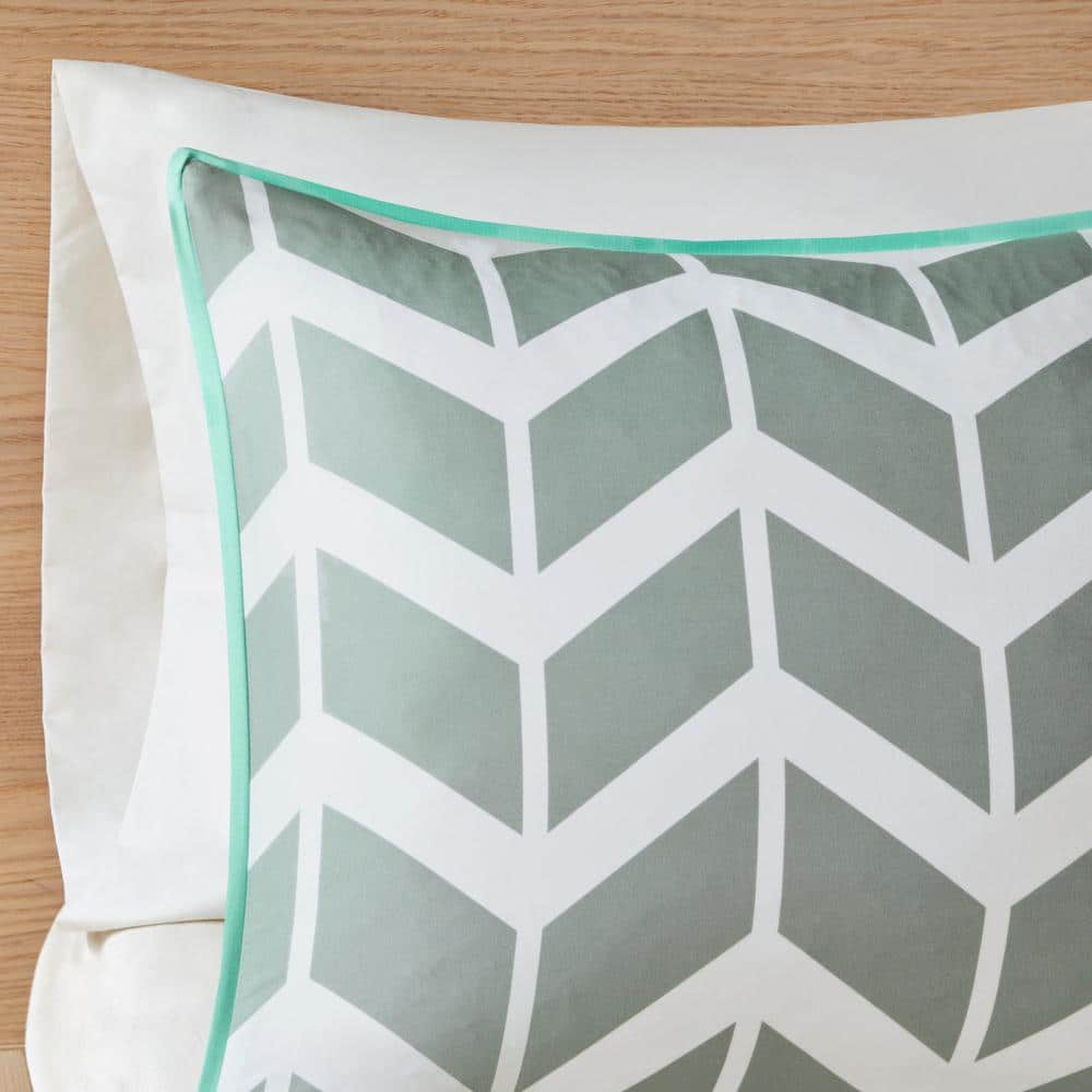 Teal and Gray Microfiber Twin Reversible Comforter Set