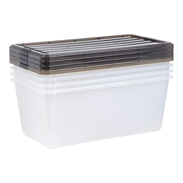 Cand 4 Packs 70 Quart Large Storage Box with Wheels, Large Lidded Storage Bins, Clear