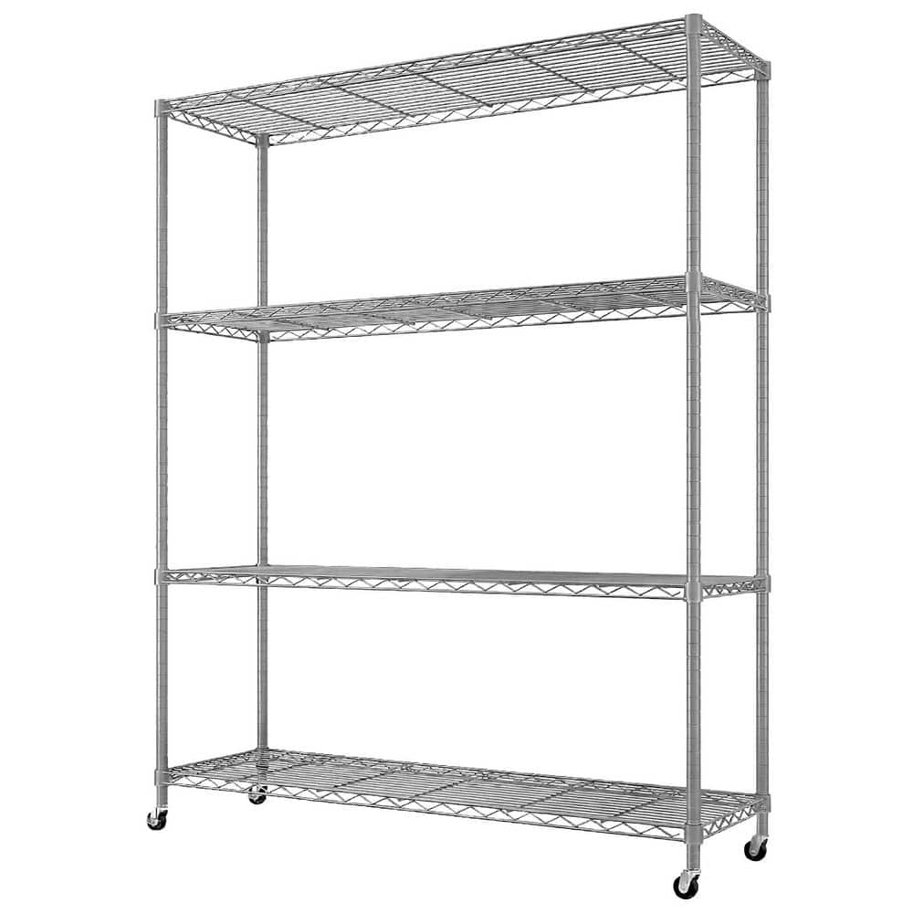 Metal Wire 4 Shelf Adjustable Rolling Shelving Unit in Gray (46.1 in. W x 65 in. H x 17.7 in. D) price history on PriceWatchPro