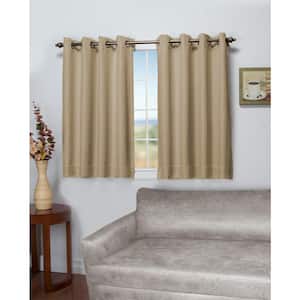 Driftwood Canvas Solid 50 in. W x 45 in. L Grommet Blackout Curtain
