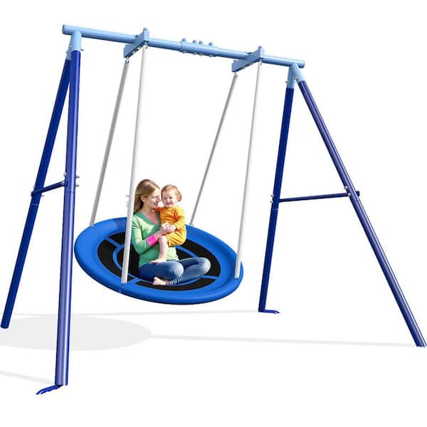MISOPILY 50 in. Flying Saucer Swing 1-Pack Heavy-Duty Metal Frame