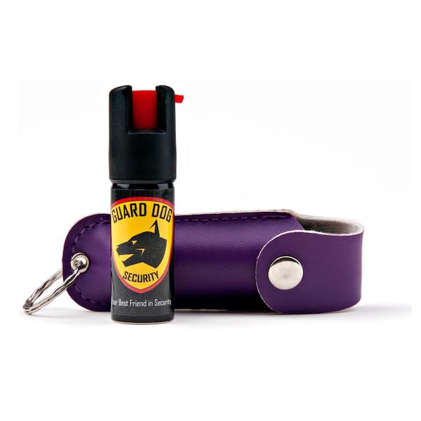 Guard Dog Security Pepper Spray in Keychain Leather Holster, Purple