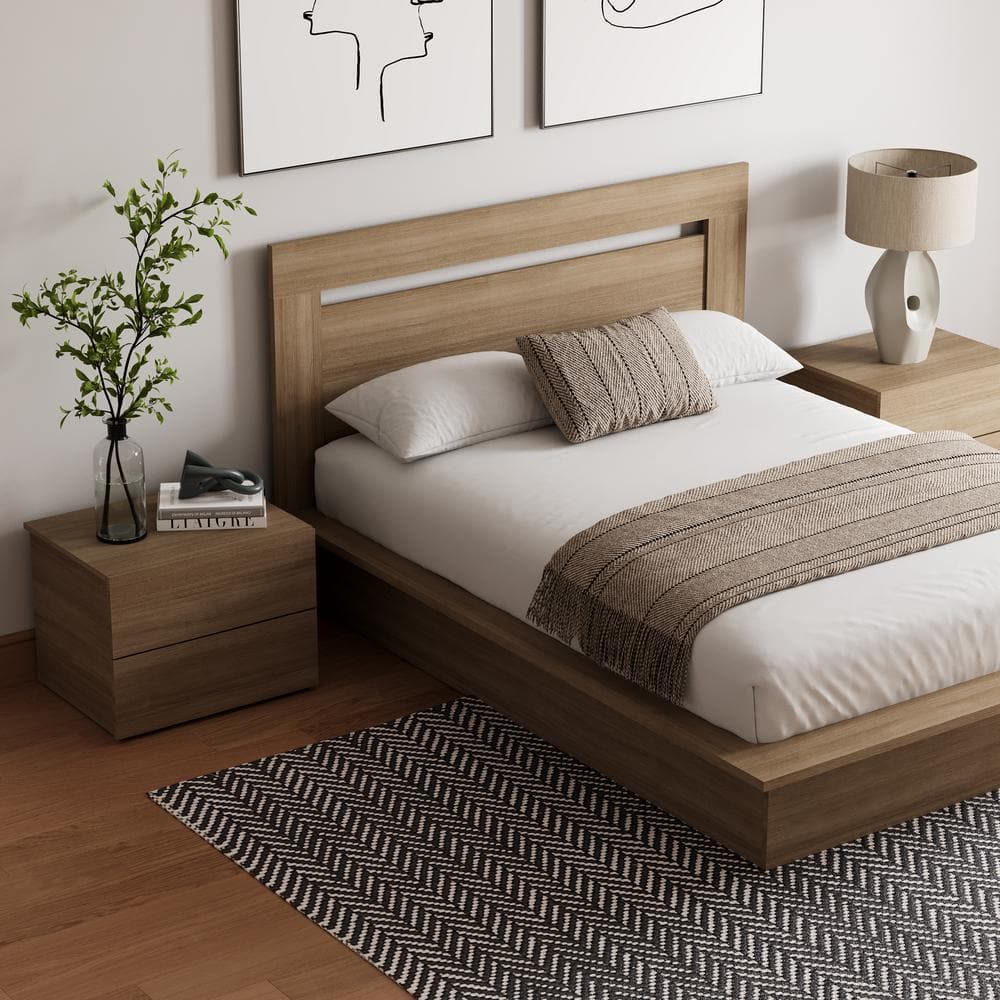 Malibu Brown Oak 4-Piece Modern Bedroom Set
