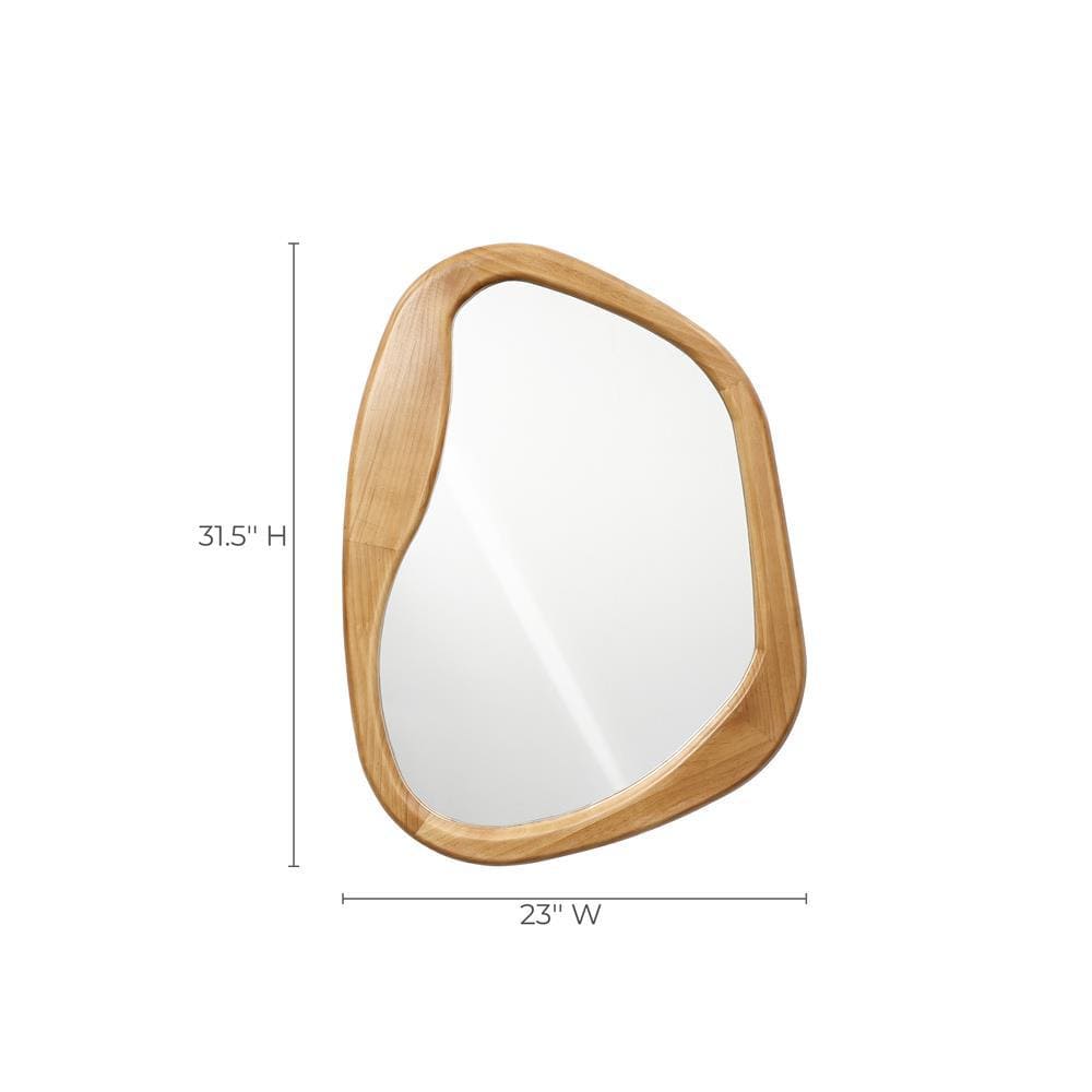 Natural Pine Wood Irregular Oblong Wall Mirror