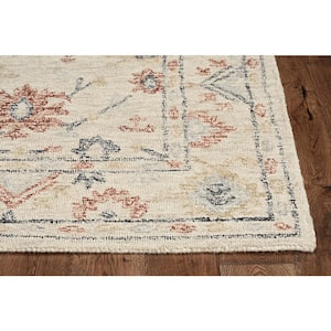 Opal Ivory 5 ft. x 7 ft. Floral Modern Hand-Tufted Wool Area Rug