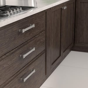 Verona Collection 7 9/16 in. (192 mm) Grooved Brushed Nickel Transitional Rectangular Cabinet Bar Pull