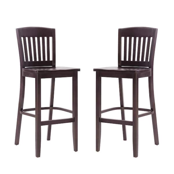 Linon Home Decor Elihu Brown Barstool with Wood Seat (2 Pk)