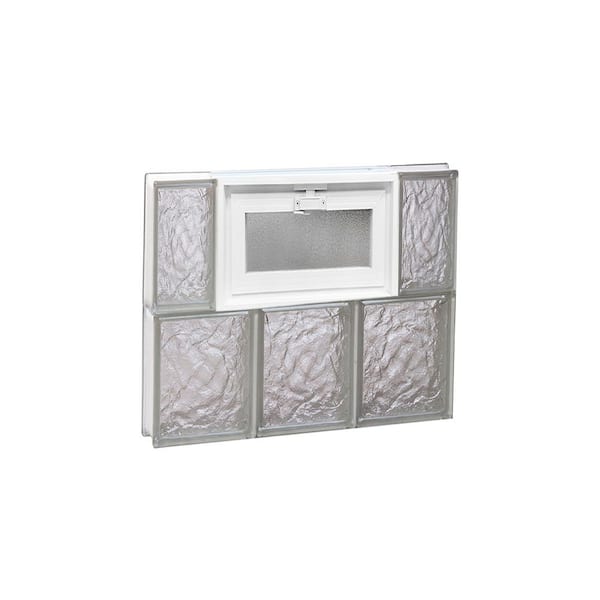 Clearly Secure 17.25 in. x 15.5 in. x 3.125 in. Frameless Ice Pattern Vented Glass Block Window