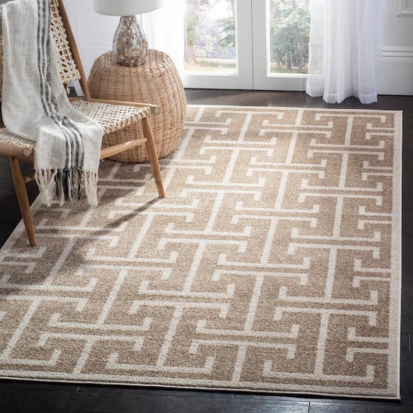 Amherst Wheat/Beige 4 ft. x 6 ft. Geometric Border Area Rug