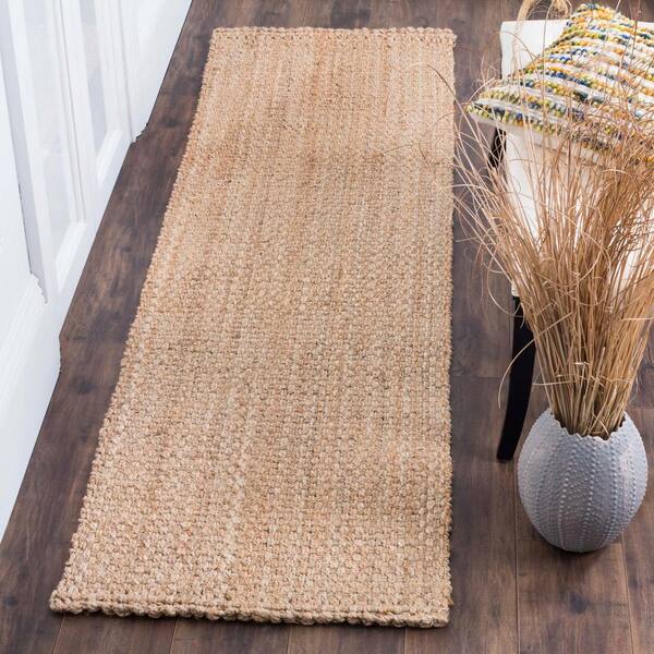 Natural Fiber Beige 2 ft. x 12 ft. Woven Solid Runner Rug