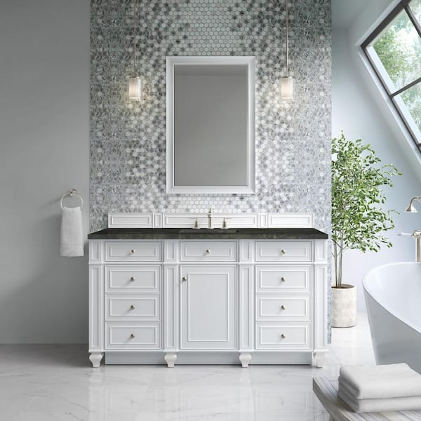 Bristol 60.0 in. Single Bath Vanity in Bright White with Phantome Engineered Composite Top