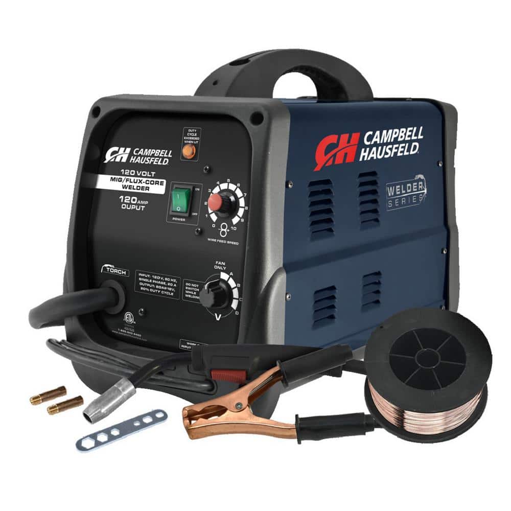 Campbell Hausfeld MIG/Flux Core Welder 120 Amp Output Wire Feed with Accessories -  DW313000
