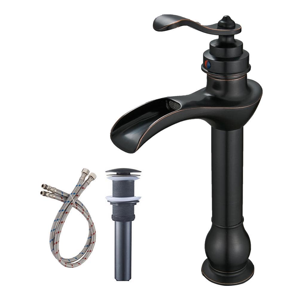 Single Handle Waterfall Vessel Sink Faucet with Drain Kit Included in Oil Rubbed Bronze price history on PriceWatchPro