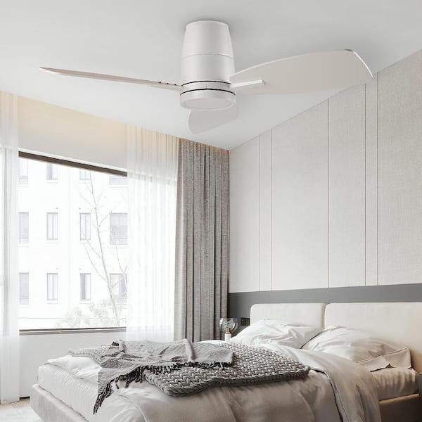 QRMOK 42 in. LED Indoor White Flush Mount Ceiling Fan with 3 QRMOK 42 in. LED Indoor White Flush Mount Ceiling Fan with 3
