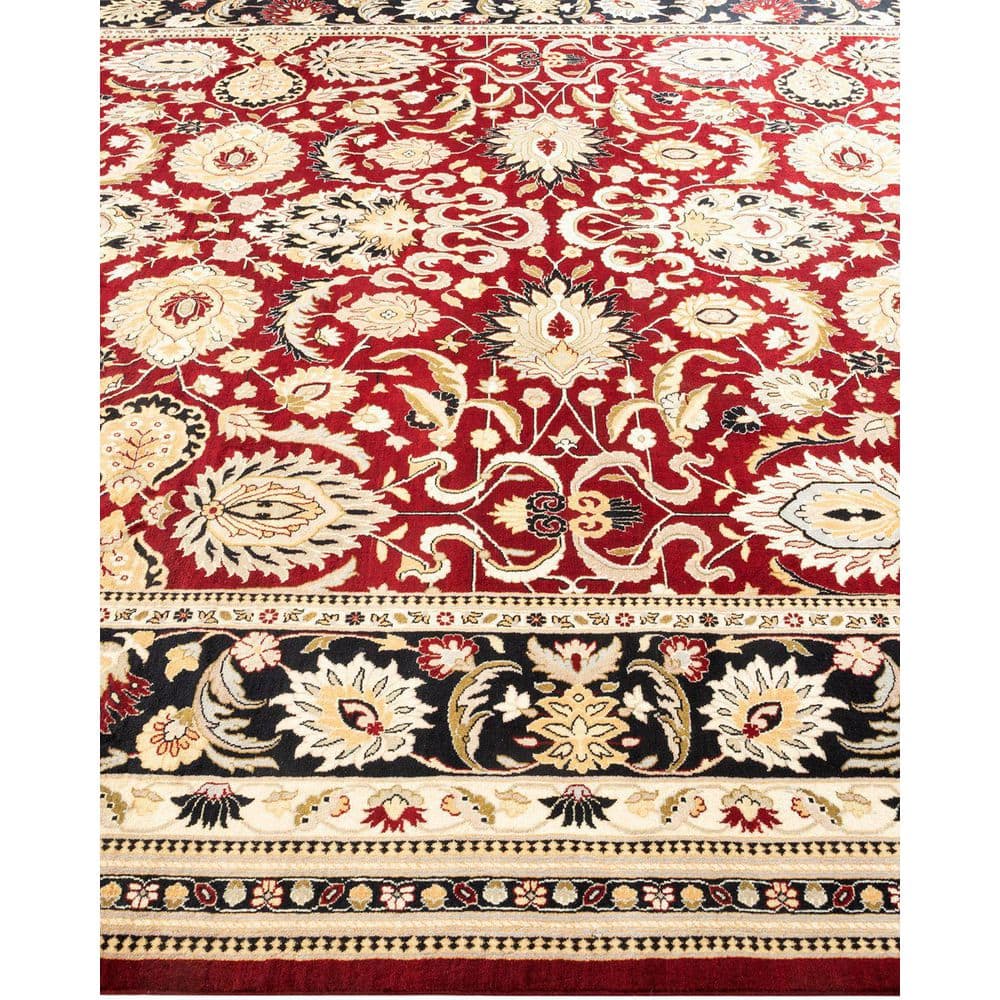 Hand-Knotted Red Wool Traditional 8' x 10' Area Rug