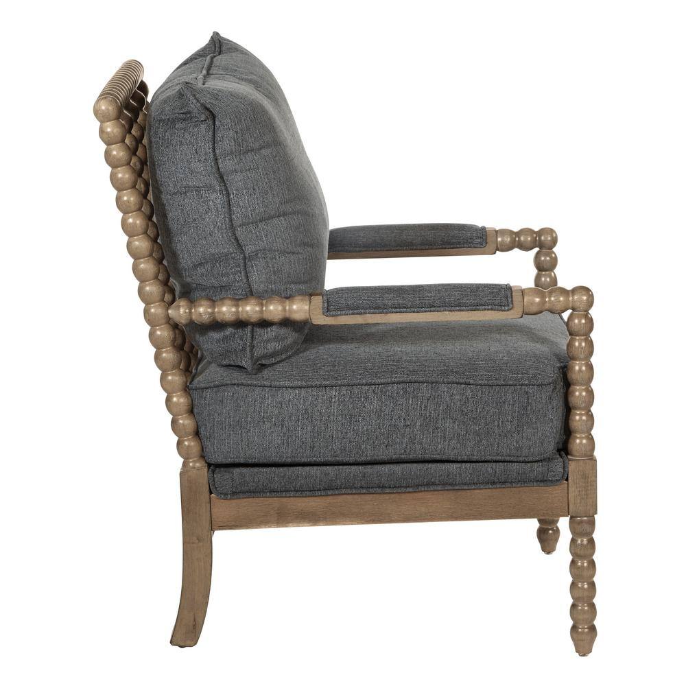 Fletcher Charcoal Fabric Spindle Accent Chair with Rustic Wood Frame