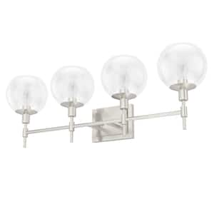 Xidane 30 in. 4-Light Brushed Nickel Vanity Light with Clear Glass Shades