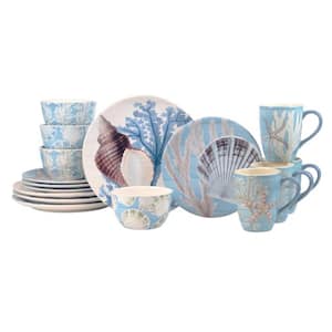 Beyond the Shore 16-Piece Multi-Colored Earthenware Dinnerware Set (Service for 4)