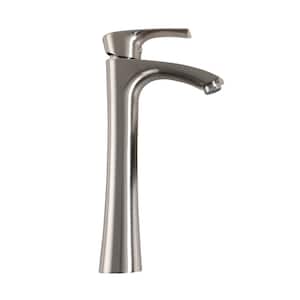 Single Handle Single Hole Bathroom Faucet Tall Vessel Sink Faucet with Supply Line in Brushed Nickel